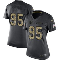 Nike Carolina Panthers #95 Derrick Brown Black Women's Stitched NFL Limited 2016 Salute to Service Jersey