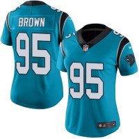 Nike Carolina Panthers #95 Derrick Brown Blue Women's Stitched NFL Limited Rush Jersey