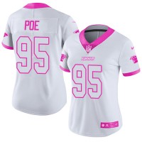 Nike Carolina Panthers #95 Dontari Poe White/Pink Women's Stitched NFL Limited Rush Fashion Jersey
