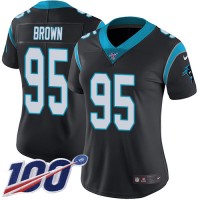 Nike Carolina Panthers #95 Derrick Brown Black Team Color Women's Stitched NFL 100th Season Vapor Untouchable Limited Jersey