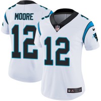 Nike Carolina Panthers #12 DJ Moore White Women's Stitched NFL Vapor Untouchable Limited Jersey