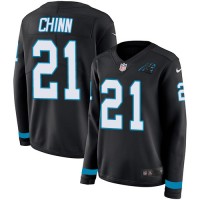 Nike Carolina Panthers #21 Jeremy Chinn Black Team Color Women's Stitched NFL Limited Therma Long Sleeve Jersey