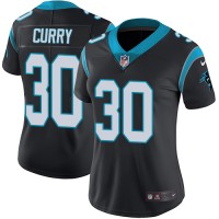 Nike Carolina Panthers #30 Stephen Curry Black Team Color Women's Stitched NFL Vapor Untouchable Limited Jersey