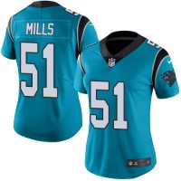 Nike Carolina Panthers #51 Sam Mills Blue Women's Stitched NFL Limited Rush Jersey