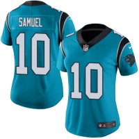 Nike Carolina Panthers #10 Curtis Samuel Blue Women's Stitched NFL Limited Rush Jersey