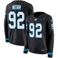 Nike Carolina Panthers #92 Zach Kerr Black Team Color Women's Stitched NFL Limited Therma Long Sleeve Jersey