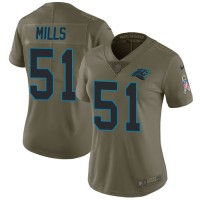 Nike Carolina Panthers #51 Sam Mills Olive Women's Stitched NFL Limited 2017 Salute to Service Jersey