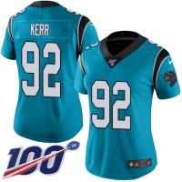 Nike Carolina Panthers #92 Zach Kerr Blue Women's Stitched NFL Limited Rush 100th Season Jersey
