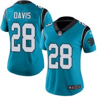 Nike Carolina Panthers #28 Mike Davis Blue Women's Stitched NFL Limited Rush Jersey
