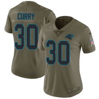 Nike Carolina Panthers #30 Stephen Curry Olive Women's Stitched NFL Limited 2017 Salute to Service Jersey