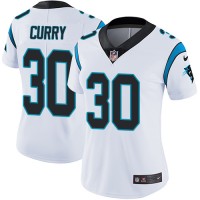 Nike Carolina Panthers #30 Stephen Curry White Women's Stitched NFL Vapor Untouchable Limited Jersey