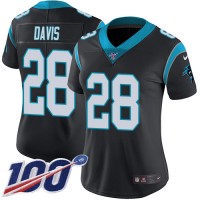 Nike Carolina Panthers #28 Mike Davis Black Team Color Women's Stitched NFL 100th Season Vapor Untouchable Limited Jersey