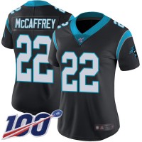 Nike Carolina Panthers #22 Christian McCaffrey Black Team Color Women's Stitched NFL 100th Season Vapor Limited Jersey