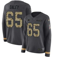 Nike Carolina Panthers #65 Dennis Daley Anthracite Salute to Service Women's Stitched NFL Limited Therma Long Sleeve Jersey