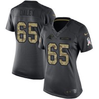 Nike Carolina Panthers #65 Dennis Daley Black Women's Stitched NFL Limited 2016 Salute to Service Jersey