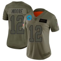 Nike Carolina Panthers #12 DJ Moore Camo Women's Stitched NFL Limited 2019 Salute to Service Jersey