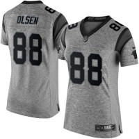 Nike Carolina Panthers #88 Greg Olsen Gray Women's Stitched NFL Limited Gridiron Gray Jersey