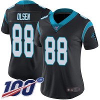 Nike Carolina Panthers #88 Greg Olsen Black Team Color Women's Stitched NFL 100th Season Vapor Limited Jersey