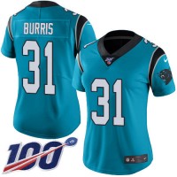 Nike Carolina Panthers #31 Juston Burris Blue Alternate Women's Stitched NFL 100th Season Vapor Untouchable Limited Jersey