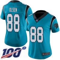 Nike Carolina Panthers #88 Greg Olsen Blue Alternate Women's Stitched NFL 100th Season Vapor Limited Jersey