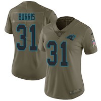 Nike Carolina Panthers #31 Juston Burris Olive Women's Stitched NFL Limited 2017 Salute To Service Jersey