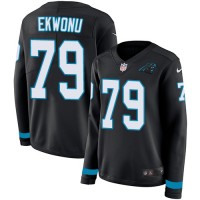 Nike Carolina Panthers #79 Ikem Ekwonu Black Team Color Women's Stitched NFL Limited Therma Long Sleeve Jersey