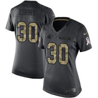 Nike Carolina Panthers #30 Stephen Curry Black Women's Stitched NFL Limited 2016 Salute to Service Jersey
