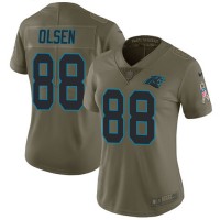 Nike Carolina Panthers #88 Greg Olsen Olive Women's Stitched NFL Limited 2017 Salute to Service Jersey