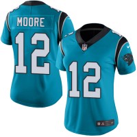 Nike Carolina Panthers #12 DJ Moore Blue Women's Stitched NFL Limited Rush Jersey