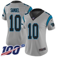 Nike Carolina Panthers #10 Curtis Samuel Silver Women's Stitched NFL Limited Inverted Legend 100th Season Jersey