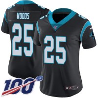 Nike Carolina Panthers #25 Xavier Woods Black Team Color Women's Stitched NFL 100th Season Vapor Untouchable Limited Jersey