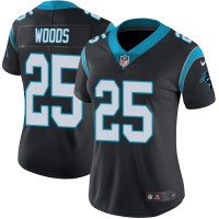 Nike Carolina Panthers #25 Xavier Woods Black Team Color Women's Stitched NFL Vapor Untouchable Limited Jersey