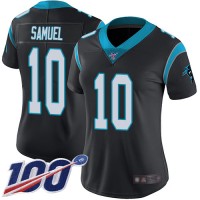 Nike Carolina Panthers #10 Curtis Samuel Black Team Color Women's Stitched NFL 100th Season Vapor Limited Jersey