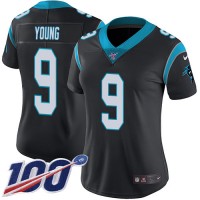 Nike Carolina Panthers #9 Bryce Young Black Team Color Women's Stitched NFL 100th Season Vapor Untouchable Limited Jersey