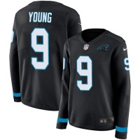 Nike Carolina Panthers #9 Bryce Young Black Team Color Women's Stitched NFL Limited Therma Long Sleeve Jersey
