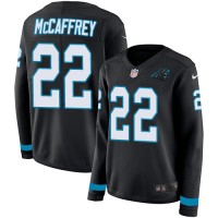 Nike Carolina Panthers #22 Christian McCaffrey Black Team Color Women's Stitched NFL Limited Therma Long Sleeve Jersey