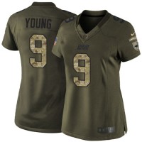 Nike Carolina Panthers #9 Bryce Young Green Women's Stitched NFL Limited 2015 Salute to Service Jersey