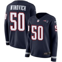 Nike New England Patriots #50 Chase Winovich Navy Blue Team Color Women's Stitched NFL Limited Therma Long Sleeve Jersey