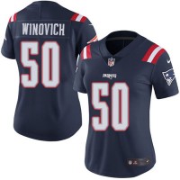 Nike New England Patriots #50 Chase Winovich Navy Blue Women's Stitched NFL Limited Rush Jersey