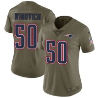 Nike New England Patriots #50 Chase Winovich Olive Women's Stitched NFL Limited 2017 Salute to Service Jersey