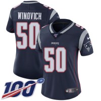 Nike New England Patriots #50 Chase Winovich Navy Blue Team Color Women's Stitched NFL 100th Season Vapor Limited Jersey