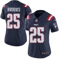 Nike New England Patriots #25 Terrence Brooks Navy Blue Women's Stitched NFL Limited Rush Jersey