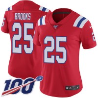 Nike New England Patriots #25 Terrence Brooks Red Alternate Women's Stitched NFL 100th Season Vapor Limited Jersey