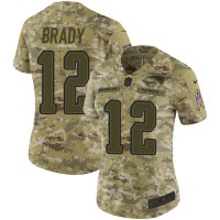 Nike New England Patriots #12 Tom Brady Camo Women's Stitched NFL Limited 2018 Salute to Service Jersey