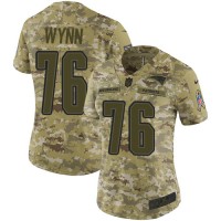 Nike New England Patriots #76 Isaiah Wynn Camo Women's Stitched NFL Limited 2018 Salute to Service Jersey