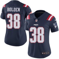 Nike New England Patriots #38 Brandon Bolden Navy Blue Women's Stitched NFL Limited Rush Jersey
