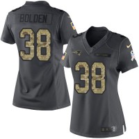 Nike New England Patriots #38 Brandon Bolden Black Women's Stitched NFL Limited 2016 Salute to Service Jersey