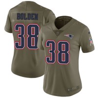 Nike New England Patriots #38 Brandon Bolden Olive Women's Stitched NFL Limited 2017 Salute to Service Jersey