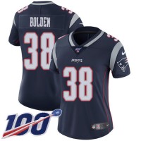 Nike New England Patriots #38 Brandon Bolden Navy Blue Team Color Women's Stitched NFL 100th Season Vapor Limited Jersey