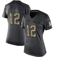 Nike New England Patriots #12 Tom Brady Black Women's Stitched NFL Limited 2016 Salute to Service Jersey